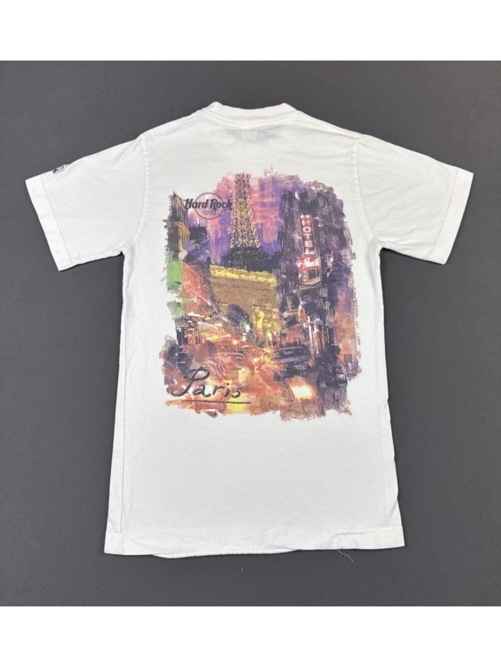 Vintage 90s Hard Rock Paris Music Art Band Eiffel Tower XSmall Shirt Promo Tee